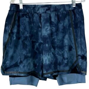 Lululemon Surge Short 6" Lined BoldLines Men's Navy Blue Size X-Large EUC